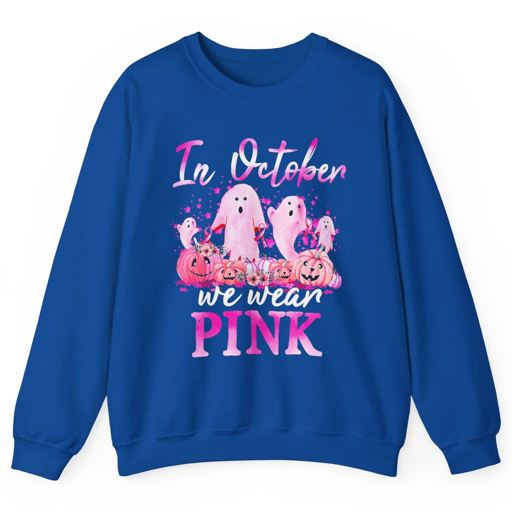 October Wear Ghost Boo Pink Ribbon Breast Cancer Awareness Unisex Crewneck Sweatshirt