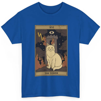 Retro Halloween Cat Witch The Tower Tarot Card Witchcraft Classic Unisex T-Shirt