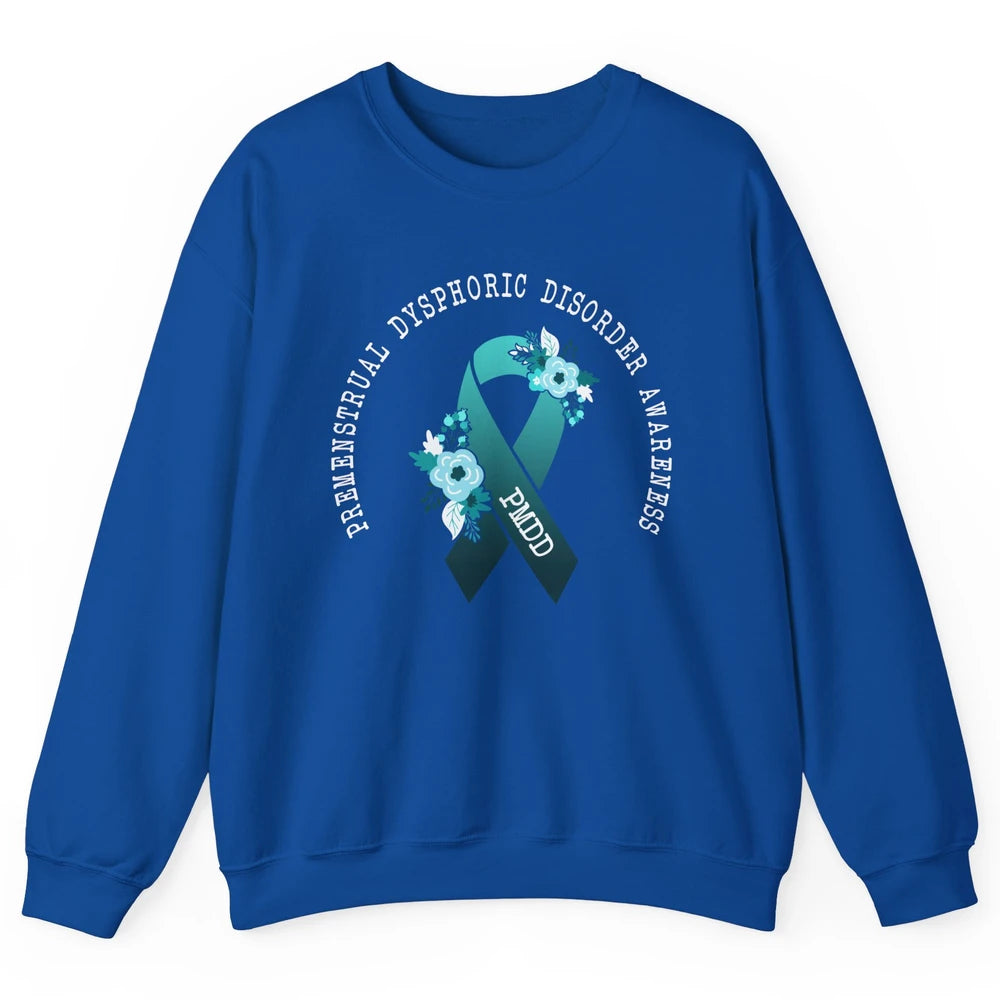 Premenstrual Dysphoric Disorder PMDD Awareness Ribbon Unisex Crewneck Sweatshirt