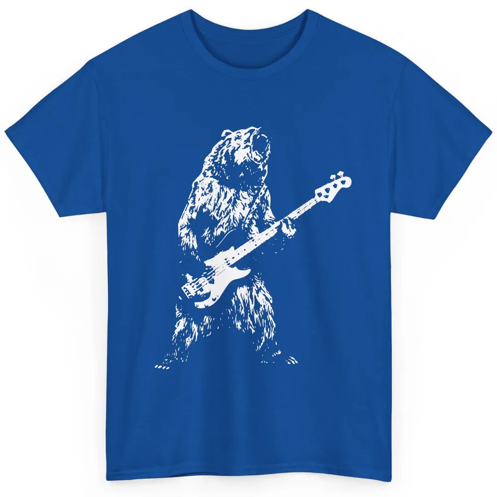 Retro Bear Playing Bass Guitar Bear Guitarist Music Lovers Classic Unisex T-Shirt