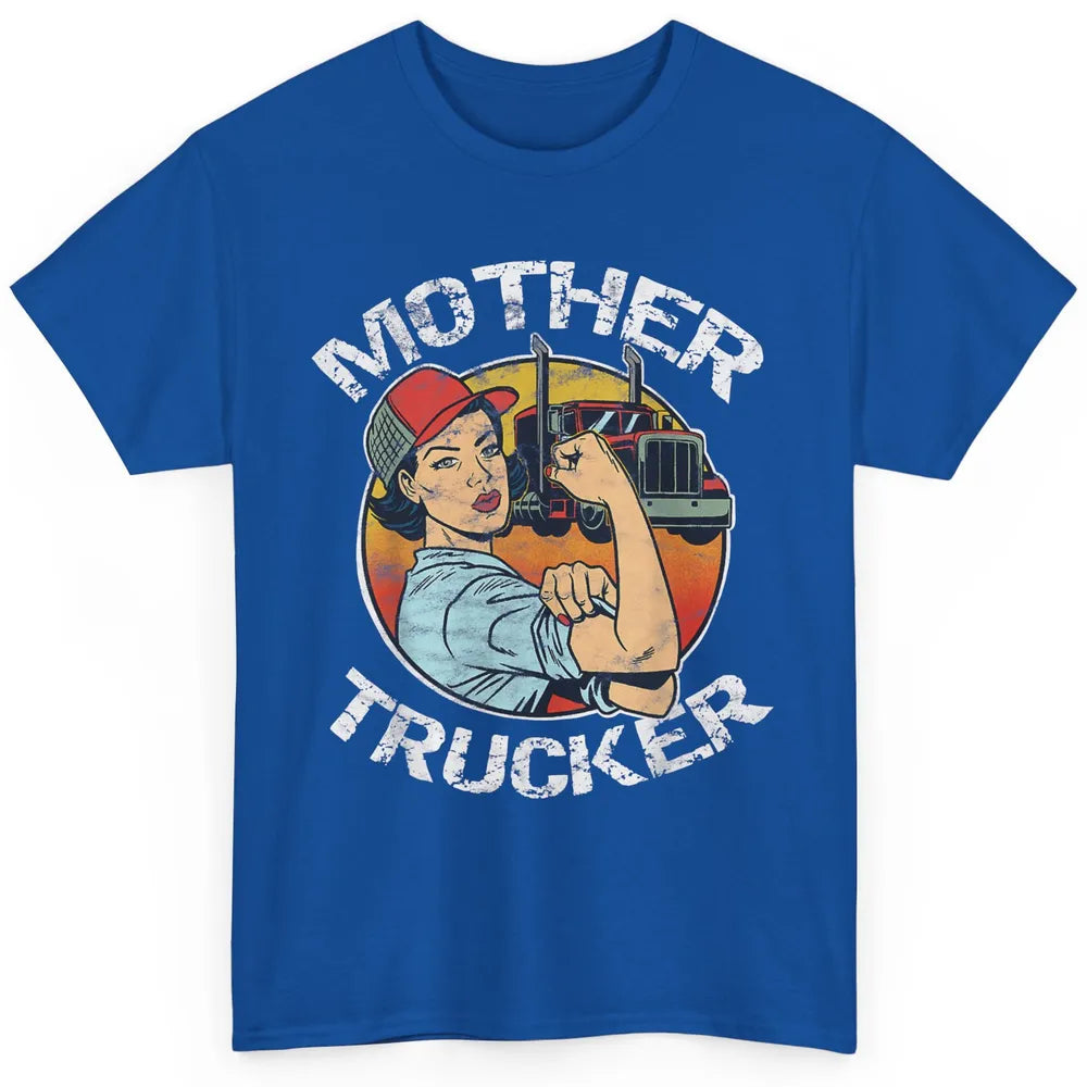 Retro Mother Trucker Truck Driver Mom Life Mothers Day Women Classic Unisex T-Shirt