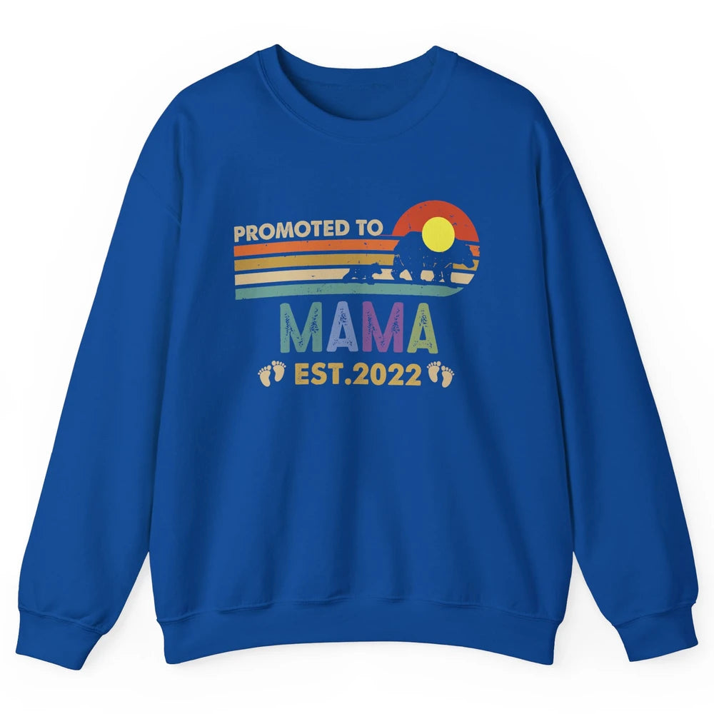 Retro Mama Bear Promoted To Mama Est 2022 First Mothers Day Unisex Crewneck Sweatshirt