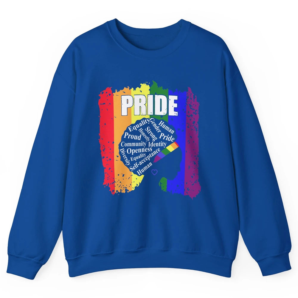 Proud Afro Girl Gay Pride Month Equality Unisex Crewneck Sweatshirt