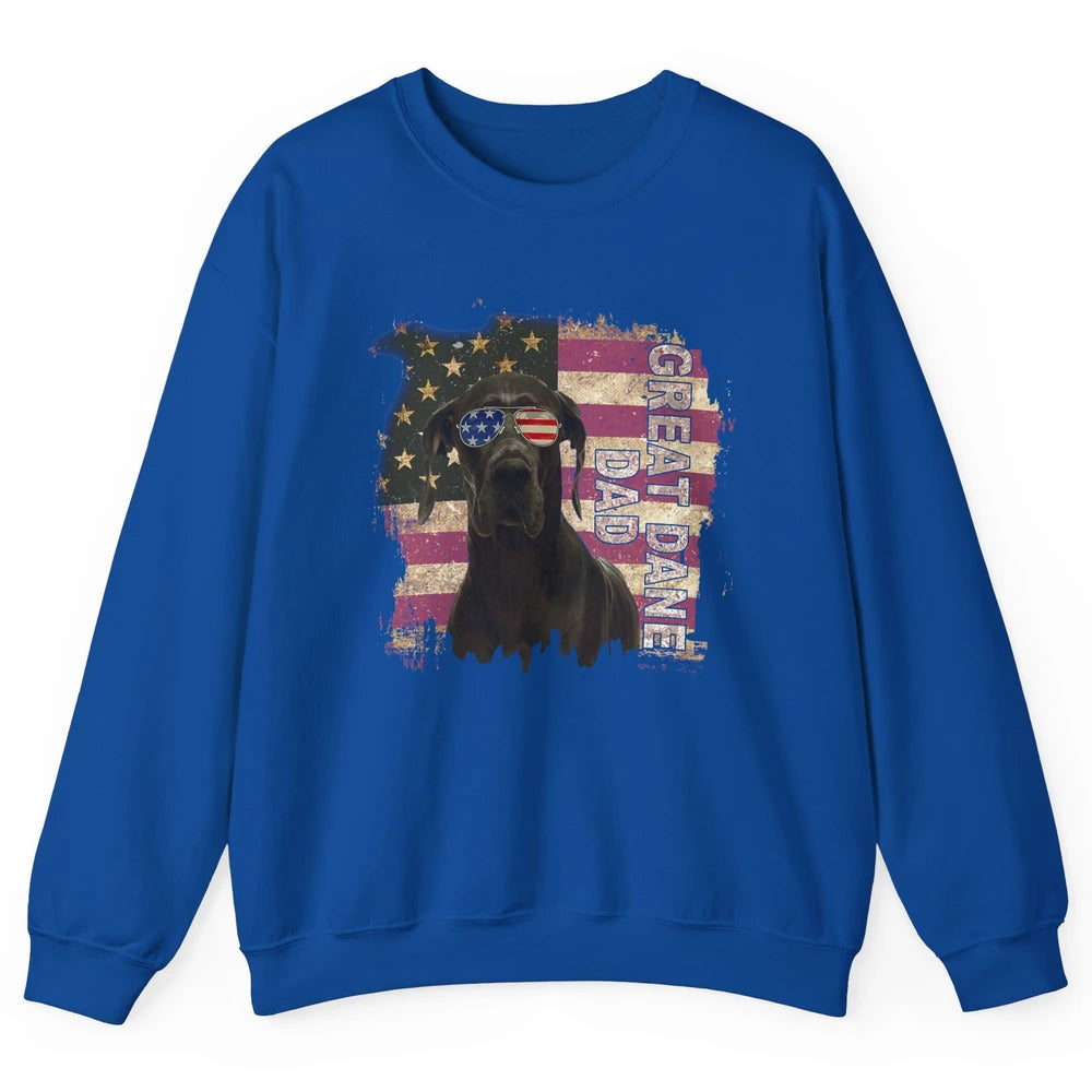 Retro Best Great Dane Dad Ever American Flag 4th Of July Unisex Crewneck Sweatshirt