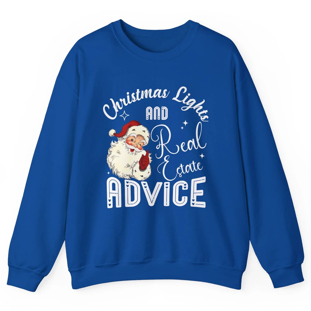 Merry Christmas Xmas Lights Santa Realtor Real Estate Advice Unisex Crewneck Sweatshirt