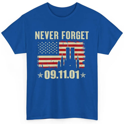 Retro Never Forget 911 American Flag Patriotic Memorial Gift Classic Unisex T-Shirt