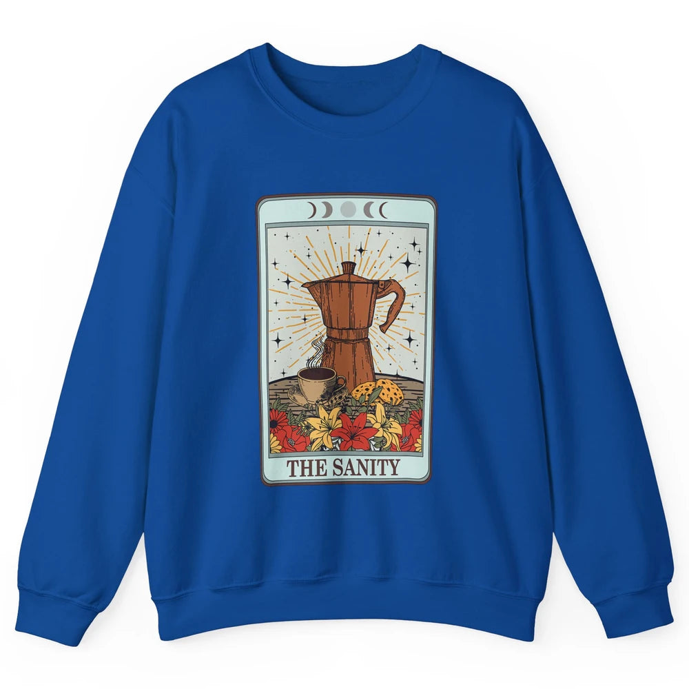 Retro Coffee Tarot Card The Sanity Floral Baker Moon Phases Unisex Crewneck Sweatshirt