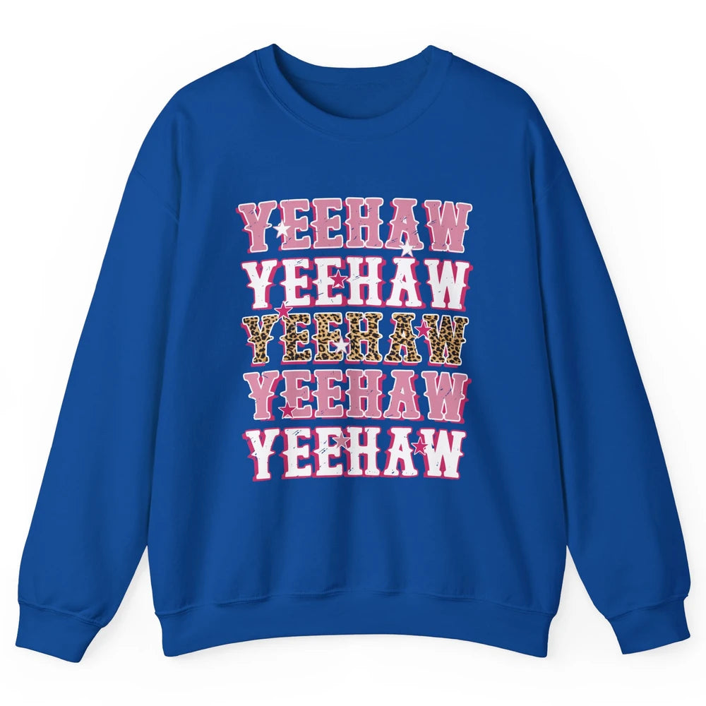 Retro Leopard Yeehaw Western Country Cowboy Cowgirl Costume Unisex Crewneck Sweatshirt