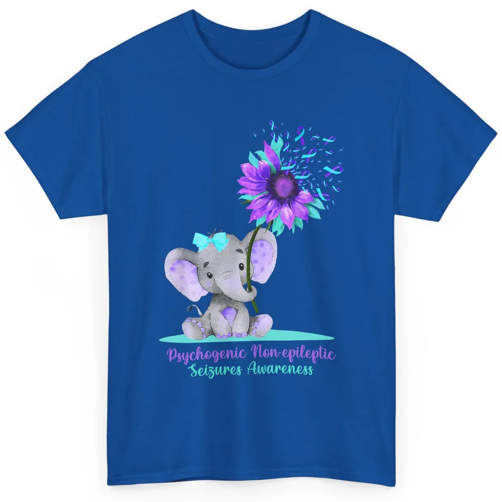 PNES Awareness Purple Teal Ribbon Sunflower Baby Elephant Classic Unisex T-Shirt