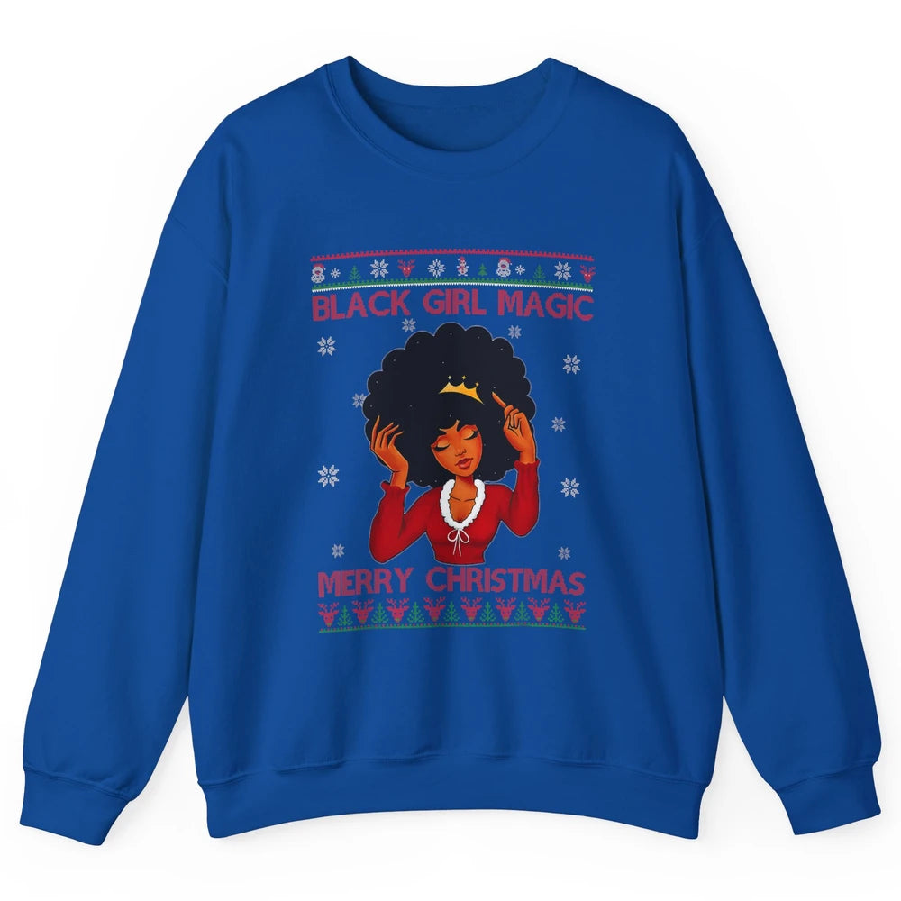 Ugly African Girl American Melanin Christmas Santa Hat Afro Unisex Crewneck Sweatshirt