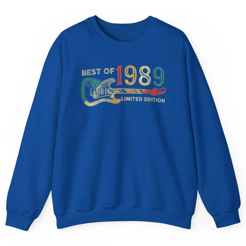 Retro 1989 Electric Guitar Birthday Guitarist Vintage 80s Unisex Crewneck Sweatshirt