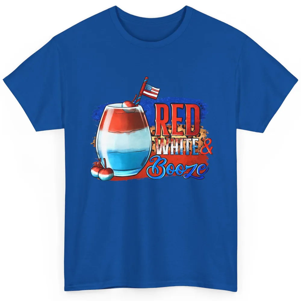 Red White & Booze Leopard US Flag 4th of July American Booze Classic Unisex T-Shirt