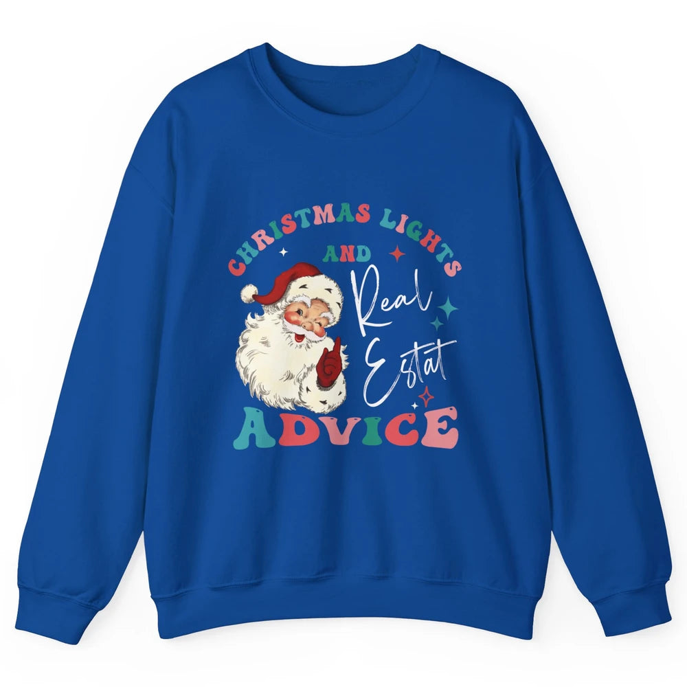 Merry Christmas Xmas Lights Santa Realtor Real Estate Advice Unisex Crewneck Sweatshirt