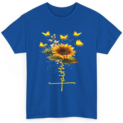 Vintage Faith Cross Sunflower Butterfly Christian Jesus God Classic Unisex T-Shirt