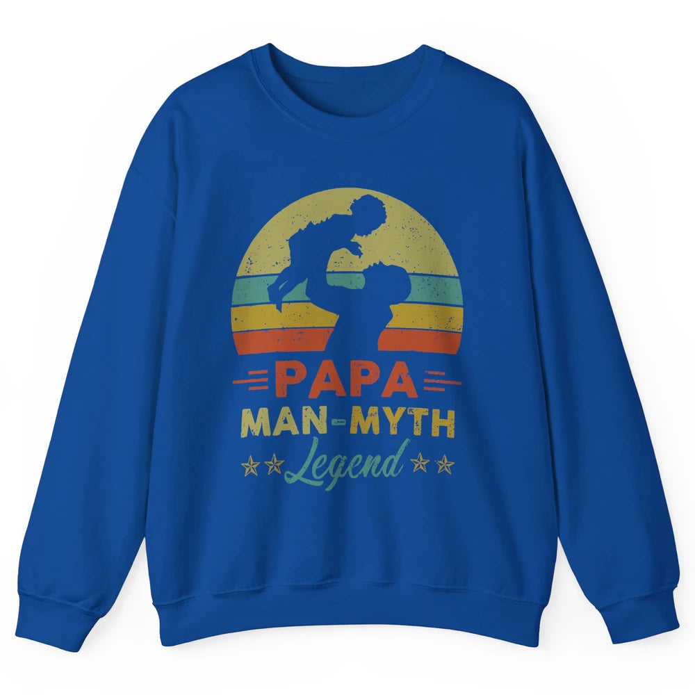 Papa Man Myth Legend Fathers Day Vintage Unisex Crewneck Sweatshirt