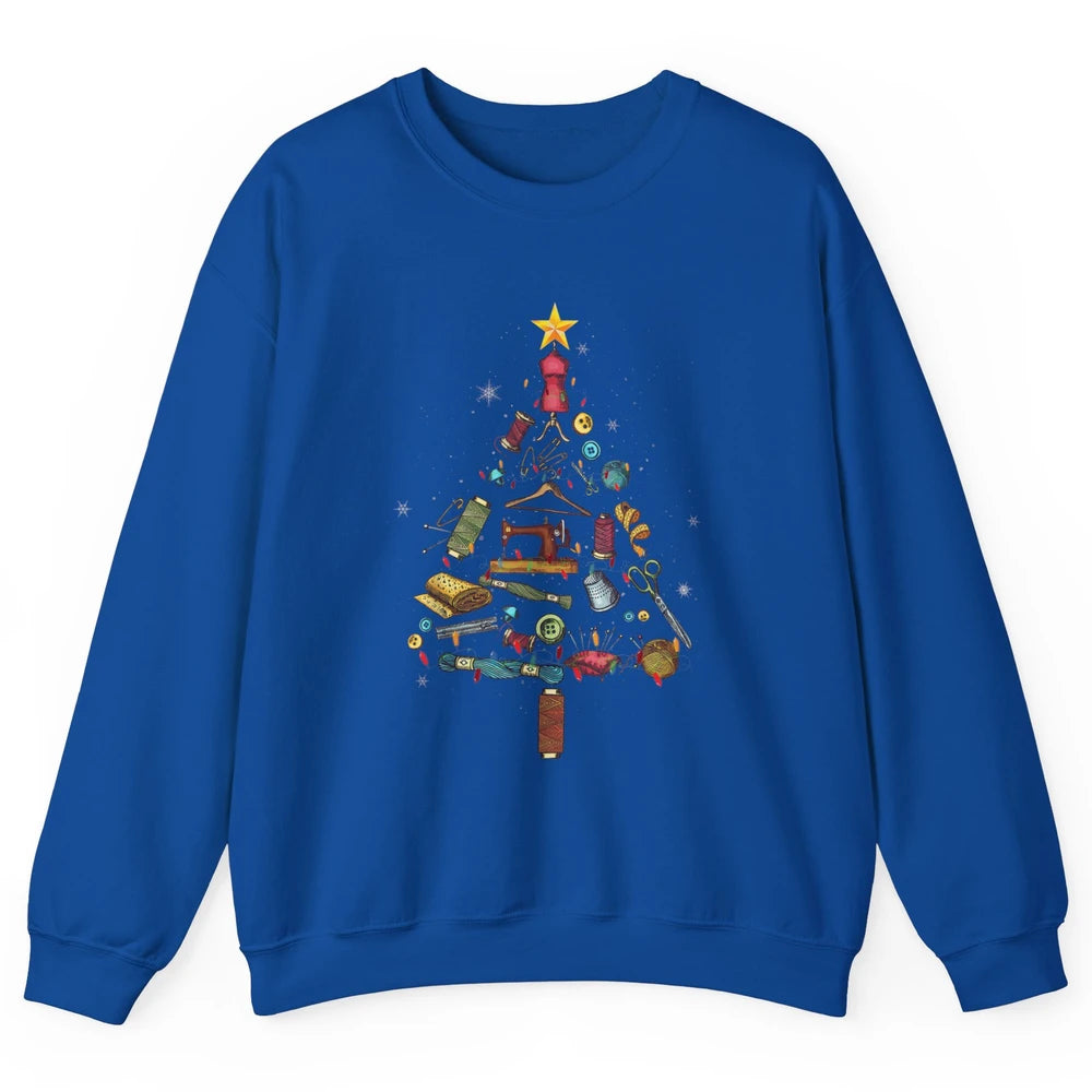 Merry Christmas Sewing Yarn Quilting Xmas Tree Sew Machine Unisex Crewneck Sweatshirt