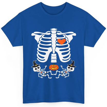 Pregnant Halloween Skeleton Baby Twins Witch Pumpkin Costume Classic Unisex T-Shirt