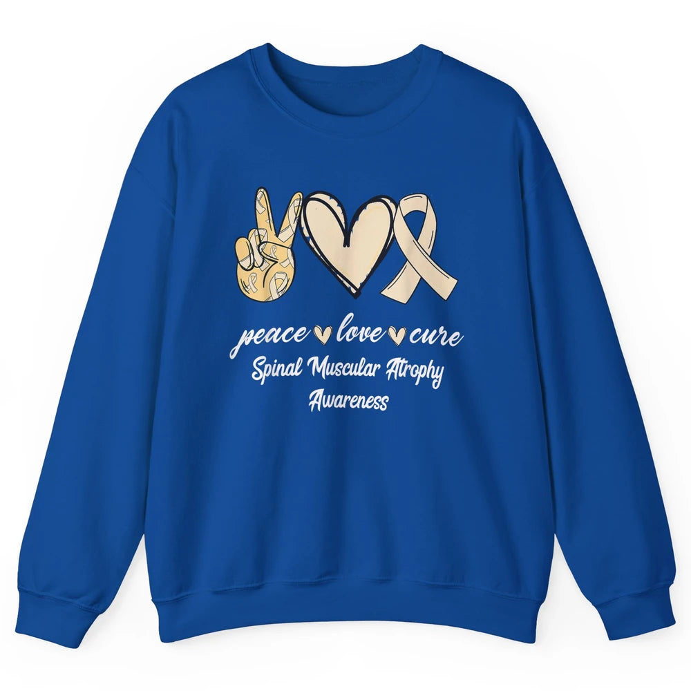 Peace Love Cure Cream Ribbon Spinal Muscular Atrophy SMA Unisex Crewneck Sweatshirt