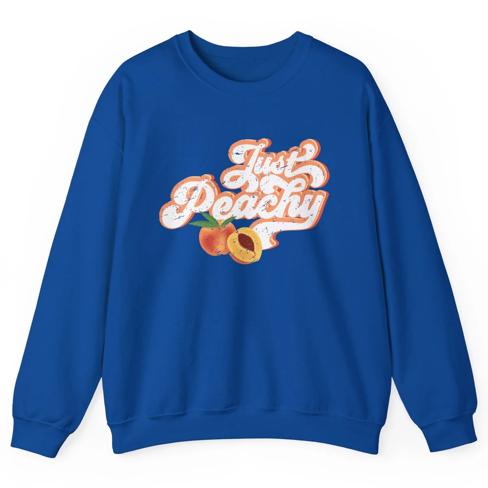 Retro Just Peachy Retro 70s Georgia Peaches Summer Fruit Unisex Crewneck Sweatshirt