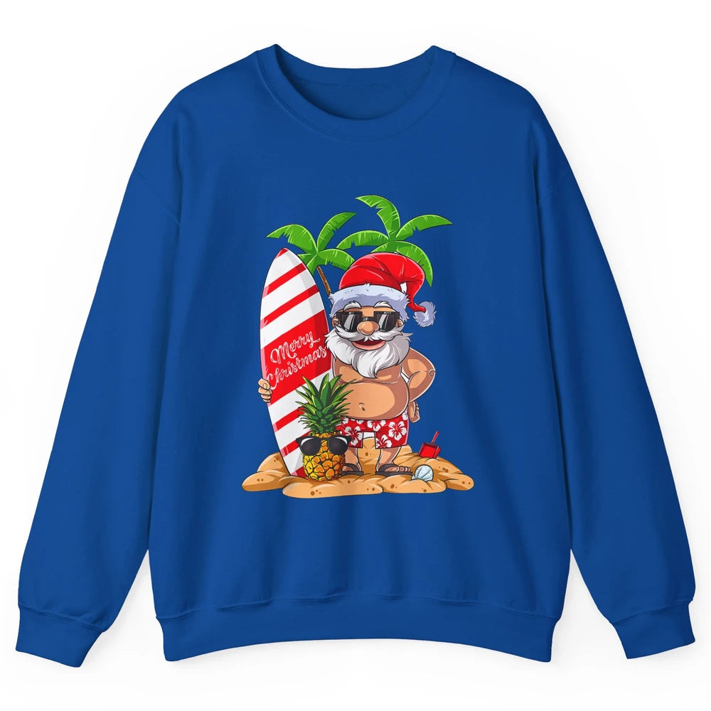 Christmas in July Santa Hawaii Surfing Summer Christmas Unisex Crewneck Sweatshirt