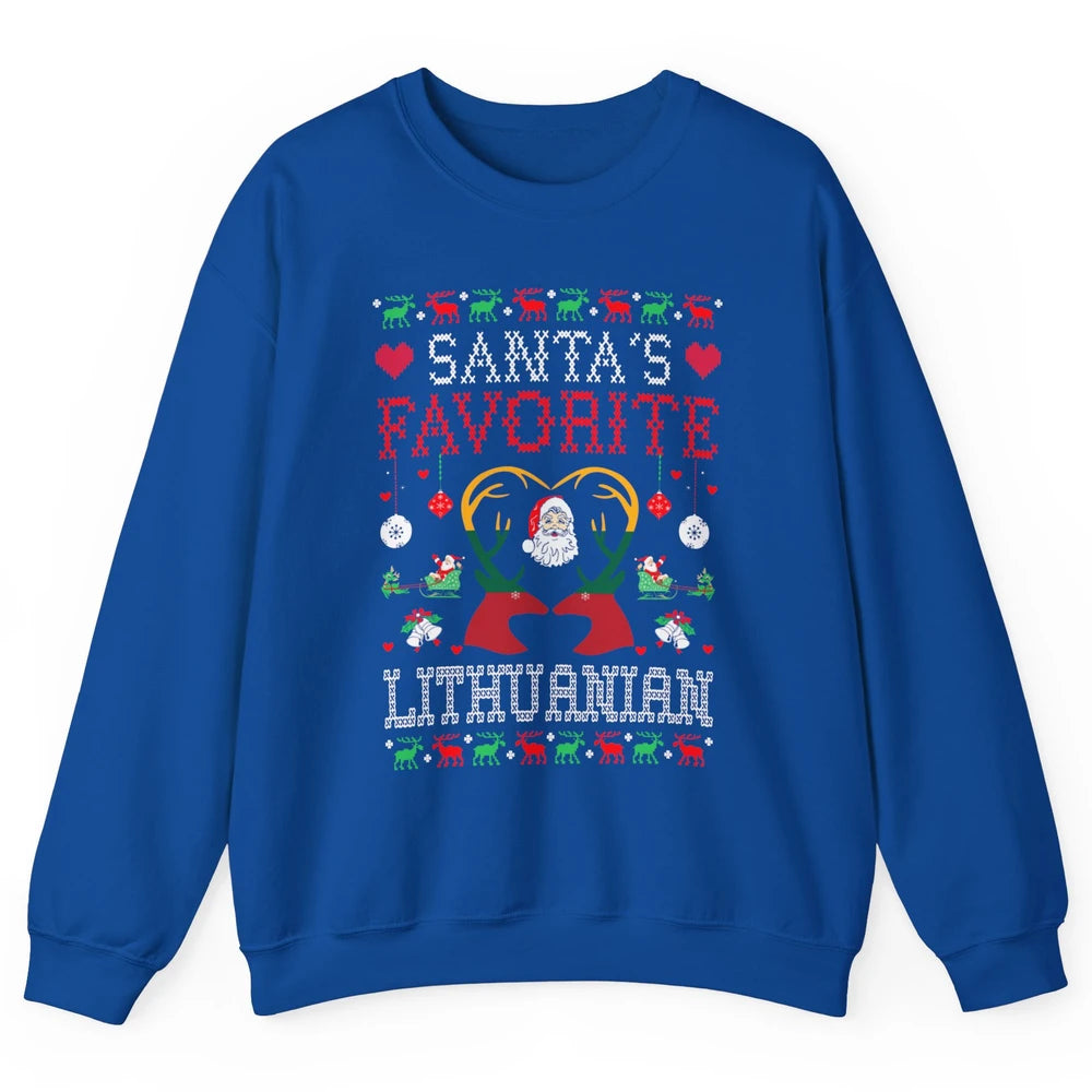 Merry Christmas Santa Favorite Lithuanian Xmas Ugly Santa Unisex Crewneck Sweatshirt