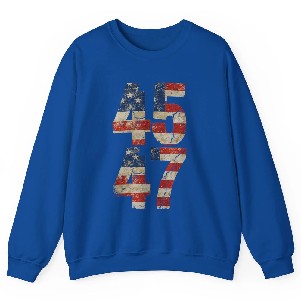 Retro 45 47 Vote Donald Trump Save America Again Republican Unisex Crewneck Sweatshirt