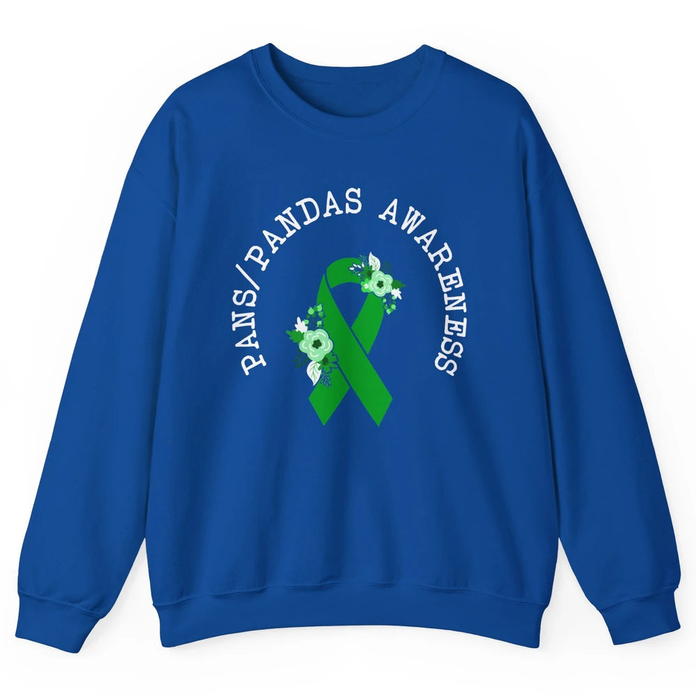 PANS/PANDAS Awareness Floral Green Ribbon Pans Disease Unisex Crewneck Sweatshirt