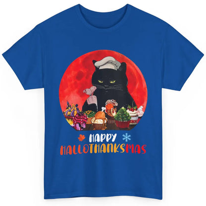 Black Cat Happy Hallothanksmas Baker Cat Halloween Christmas Classic Unisex T-Shirt