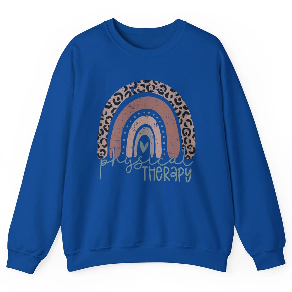 Retro Physical Therapy Rainbow Physical Therapist PT Leopard Unisex Crewneck Sweatshirt