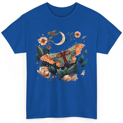 Retro Floral Moth Moon Butterfly Boho Moth Lovers Gift Classic Unisex T-Shirt