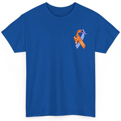 Psoriatic Arthritis Awareness PsA Floral Blue Orange Ribbon Classic Unisex T-Shirt