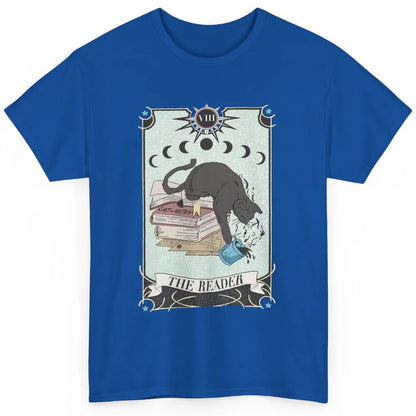 Retro Black Cat Books The Reader Tarot Card Halloween Reading Book Crescent Moon Classic Unisex T-Shirt