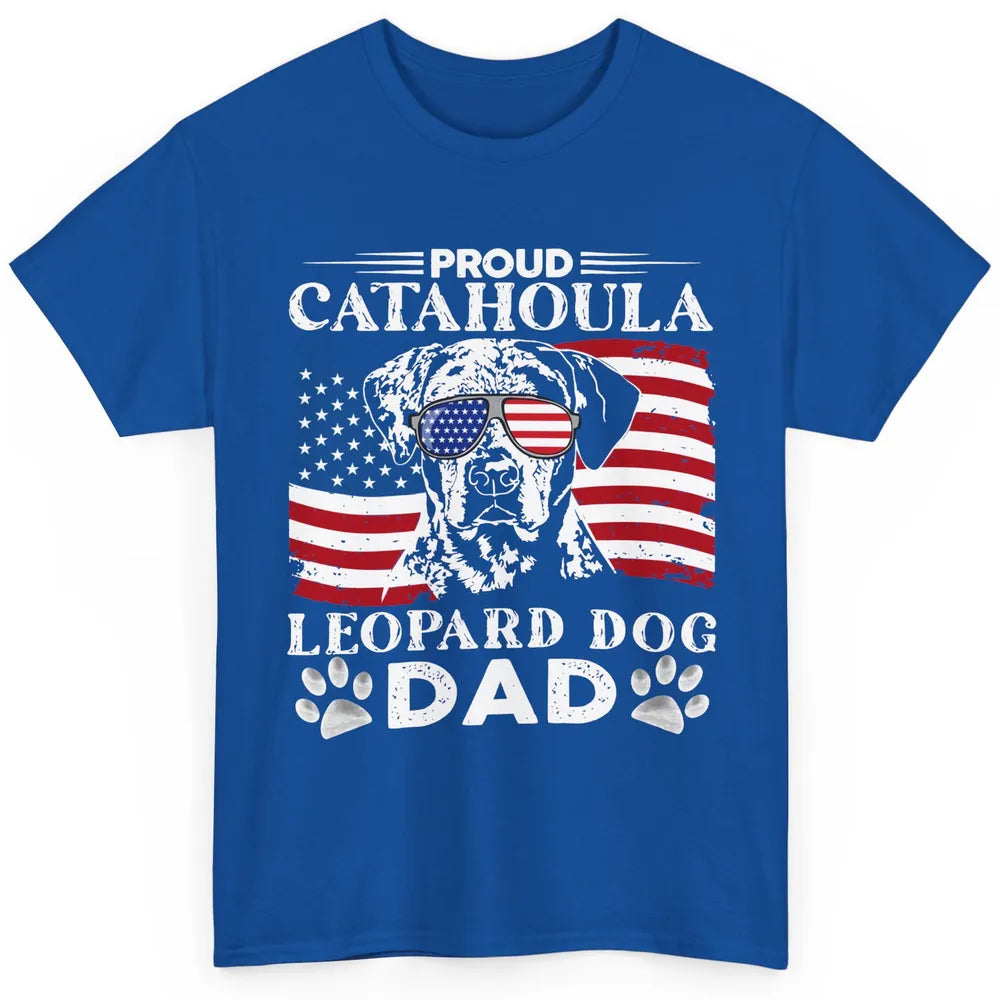 Proud Catahoula Leopard Dog Dad US Flag Patriotic 4th July Classic Unisex T-Shirt