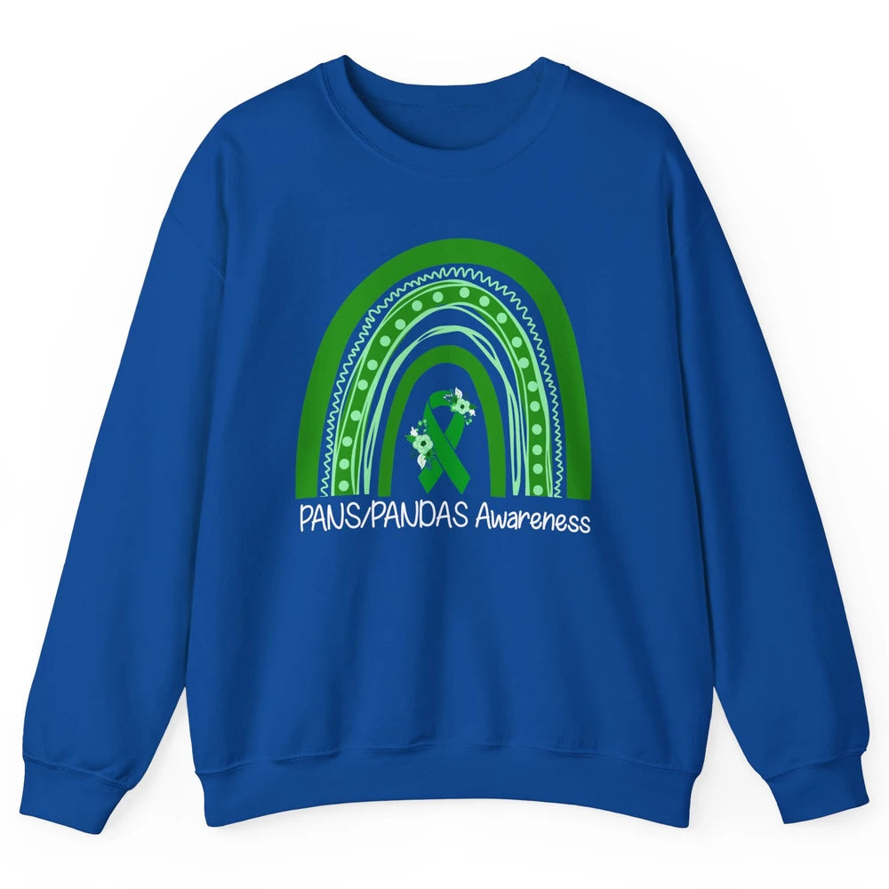 PANS/PANDAS Awareness Floral Green Ribbon Rainbow Pans Unisex Crewneck Sweatshirt