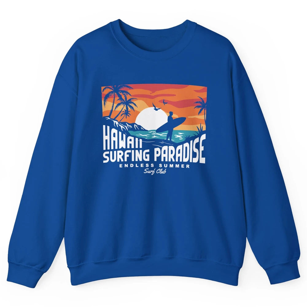 Retro Hawaii Palms Surfing Paradise Surf Club Endless Summer Unisex Crewneck Sweatshirt