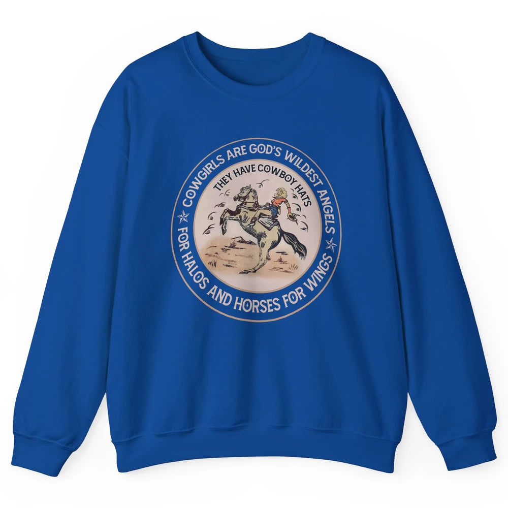 Retro Cowgirls Are God's Wildest Angel Western Country Rodeo Unisex Crewneck Sweatshirt