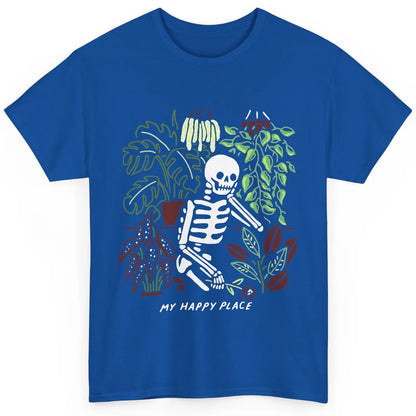 Retro Funny Skeleton Gardening My Happy Place Plant Lovers Classic Unisex T-Shirt