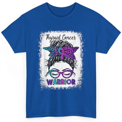 Messy Hair Woman Leopard Warrior Thyroid Cancer Awareness Classic Unisex T-Shirt
