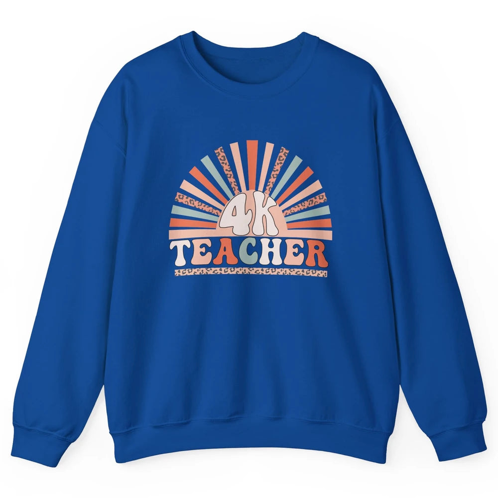 Retro 4k Teacher Kindergarten Back to School Pre-K Teacher Unisex Crewneck Sweatshirt
