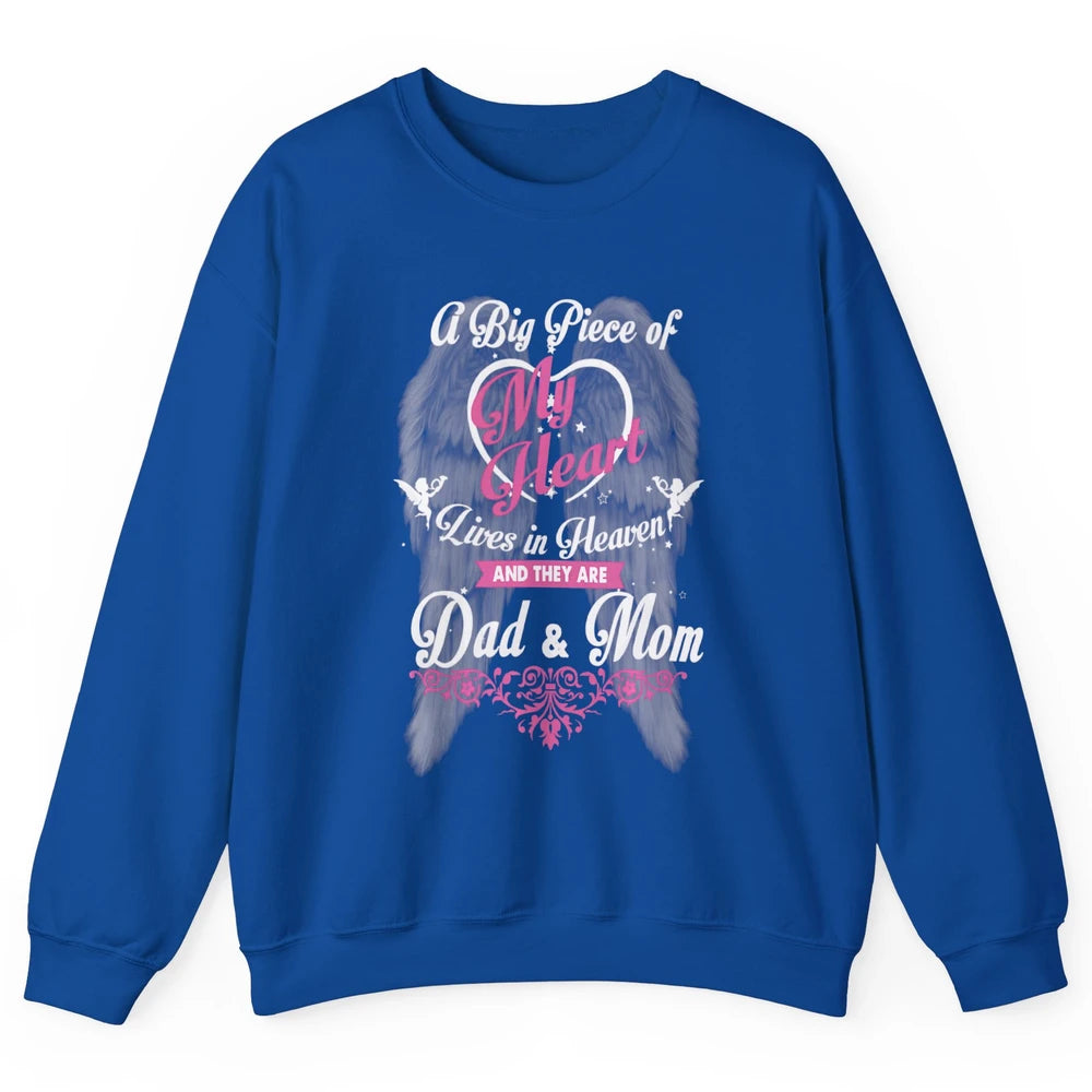 Parents Heaven Dad And Mom In Heaven Angel Wings Guardian Unisex Crewneck Sweatshirt