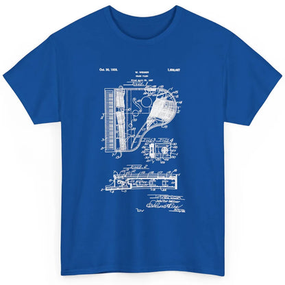 Piano Patent Style Vintage Grand Pianist Line Art Drawing Classic Unisex T-Shirt