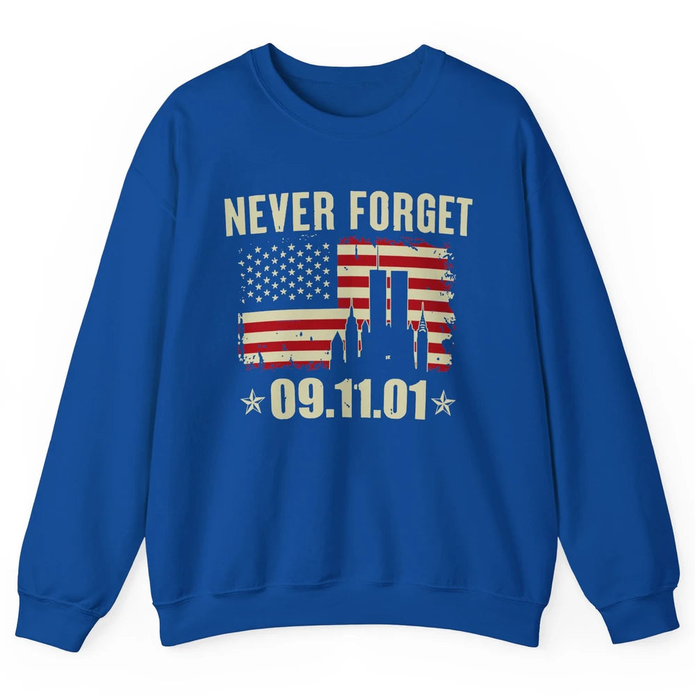 Retro Never Forget 911 American Flag Patriotic Memorial Gift Unisex Crewneck Sweatshirt