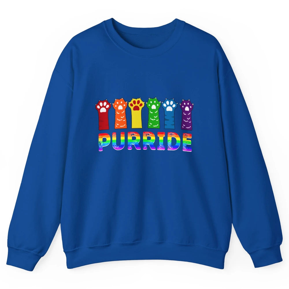 Purride Funny Cat Lover LGBT Pride Awareness Gift LGBT Month Unisex Crewneck Sweatshirt