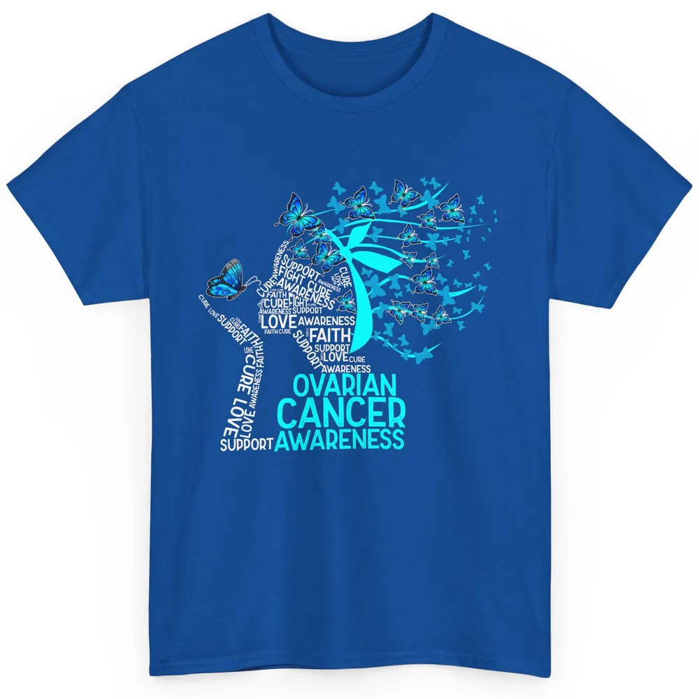 Ovarian Cancer Awareness Hope Love Cure Teal Ribbon Classic Unisex T-Shirt
