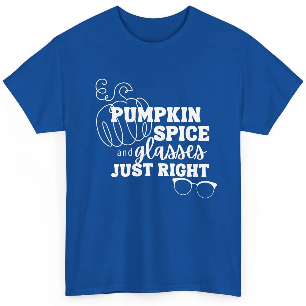 Optometrist Pumpkin Spice Glasses Just Right Optician Fall Classic Unisex T-Shirt