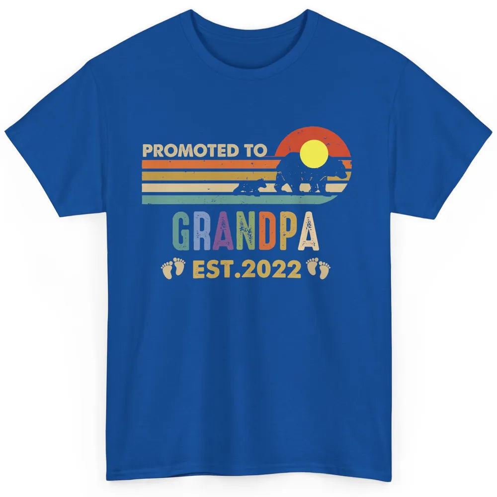 Retro Bear Sunset Promoted To Grandpa Est 2022 Grandpa Gift Classic Unisex T-Shirt