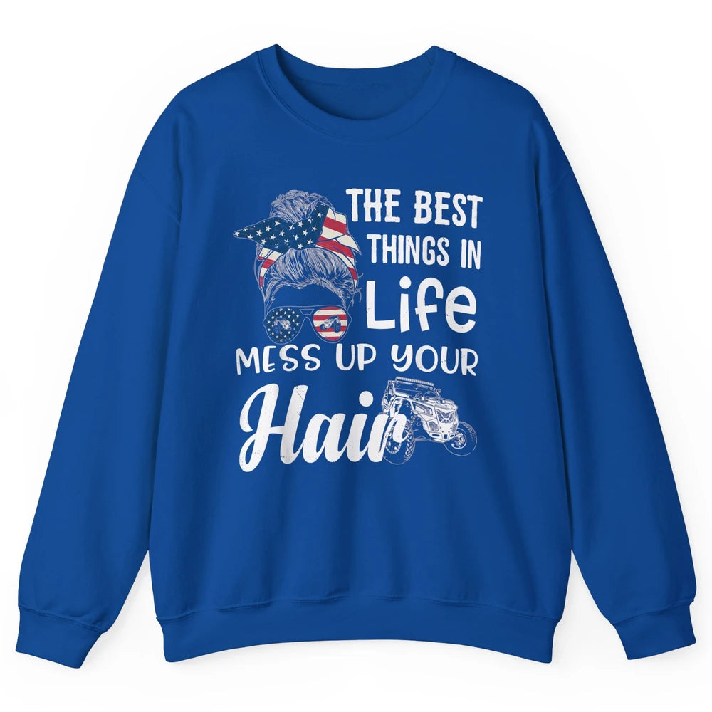Retro Mess Up Your Hair Motocross Quad Biker ATV SXS Offroad Unisex Crewneck Sweatshirt