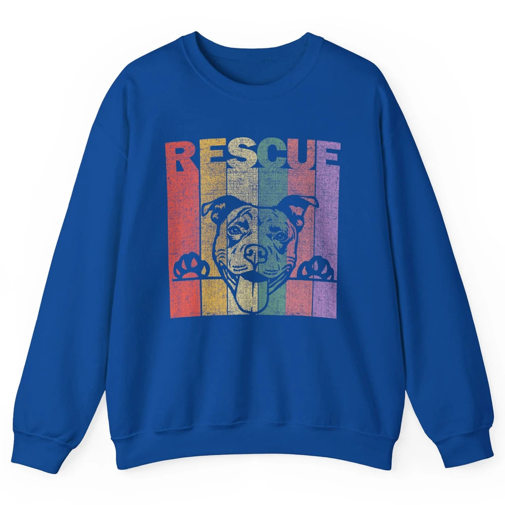 Rescue Dog Pitbull Puppy Adopt Vintage Funny Pet Rescuer Mom Unisex Crewneck Sweatshirt