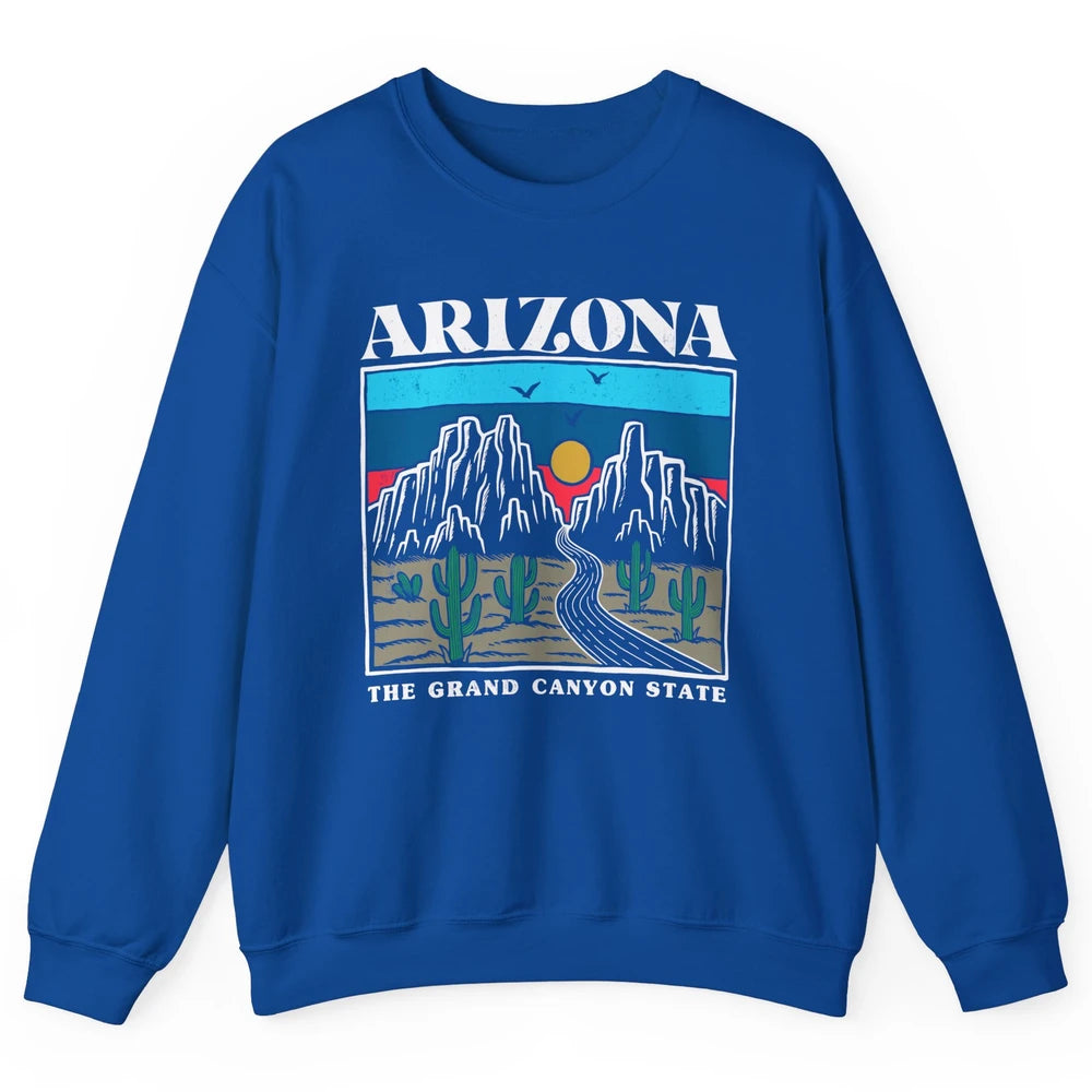 Retro Arizona Cactus Mountain The Grand Canyon State Hiking Unisex Crewneck Sweatshirt