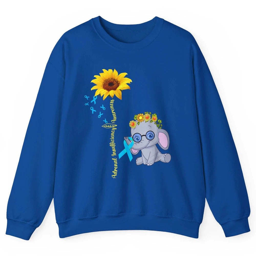 Adrenal Insufficiency Awareness Baby Elephant Sunflower Unisex Crewneck Sweatshirt